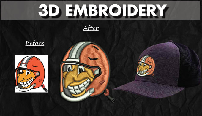 Gig Preview - Do professionally 3d and cap embroidery digitizing