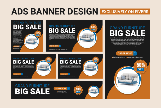 Gig Preview - Create web banners, website banner ads, social media posts, and cover design