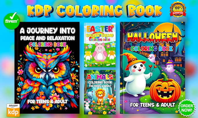 Gig Preview - Do adult coloring book and coloring pages or kids coloring book for amazon kdp