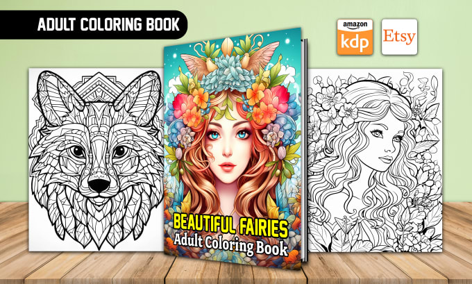 Gig Preview - Design adult coloring page adult coloring book cover for kdp coloring book pages