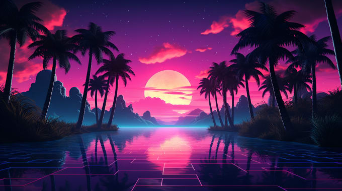 Gig Preview - Create stunning synthwave ai art for your youtube channel