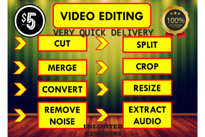 Gig Preview - Join cut split merge transition crop trim resize convert compress in video audio