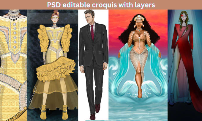 Gig Preview - Do digital fashion illustrations, on ai croquis with clothes