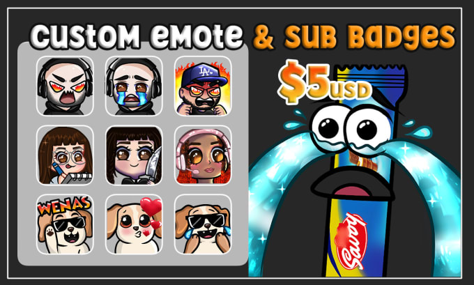 Gig Preview - Custom emotes for twitch and discord, I can design everthing