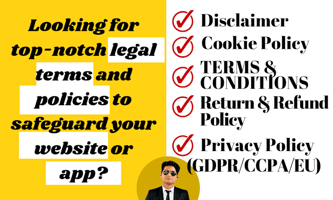 Gig Preview - Draft privacy policy disclaimer cookie policy terms and conditions