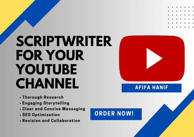 Gig Preview - Be scriptwriter for your youtube channel