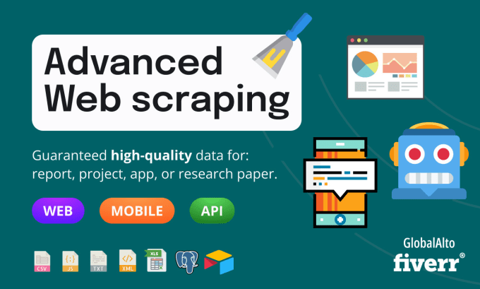 Gig Preview - Web scraping, data mining and processing from any website, app, or API