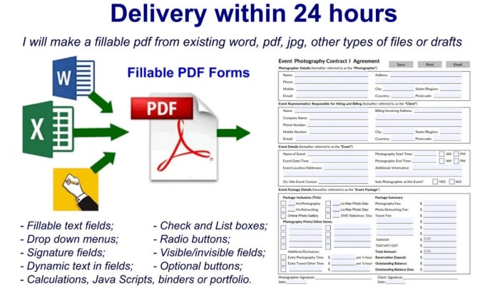 Gig Preview - Create fillable PDF form within 24 hrs