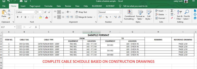 Gig Preview - Create cable schedule and other construction documents