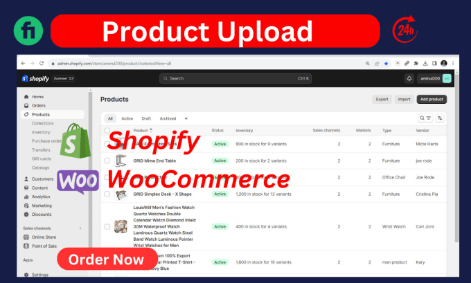 Gig Preview - Upload or add products on your shopify or woocommerce website