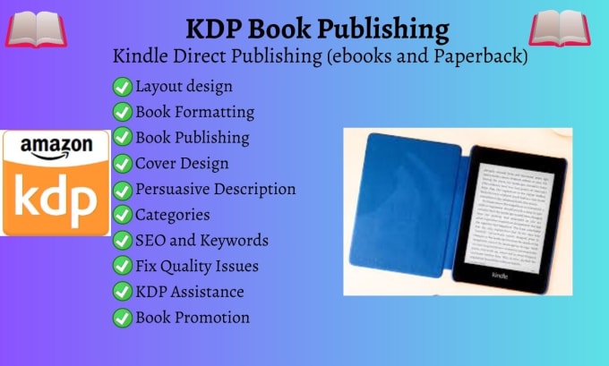 Gig Preview - Format and publish your kindle ebook or paperback book on amazon KDP