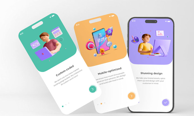 Gig Preview - Do onboarding or walkthrough screens UI design for mobile