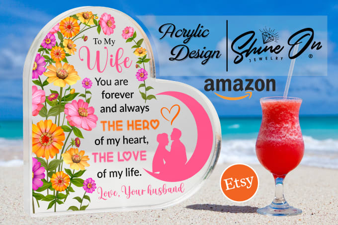 Gig Preview - Do acrylic plaque gift and message card design for shineon, etsy