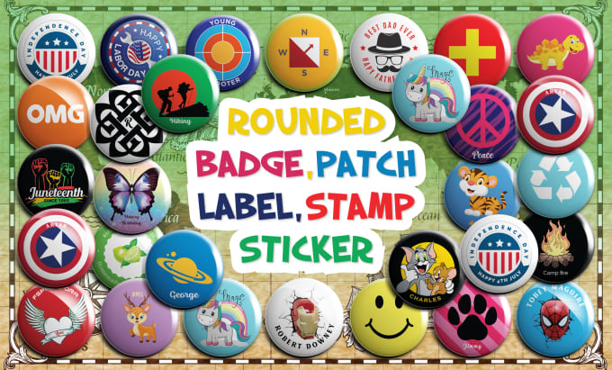 Gig Preview - Design custom badge, patch, stamp, or sticker for kids