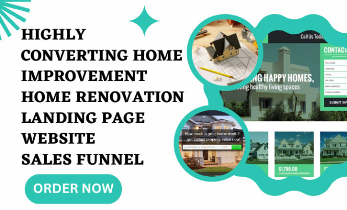 Gig Preview - Design home improvement landing page home renovation website home decor leads