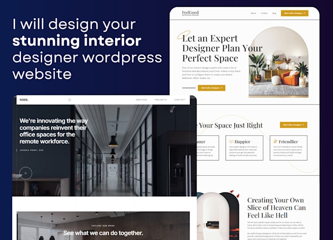 Gig Preview - Design your stunning interior designer wordpress website