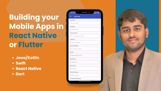 Gig Preview - Create mobile app android and IOS mobile app flutter app react native app