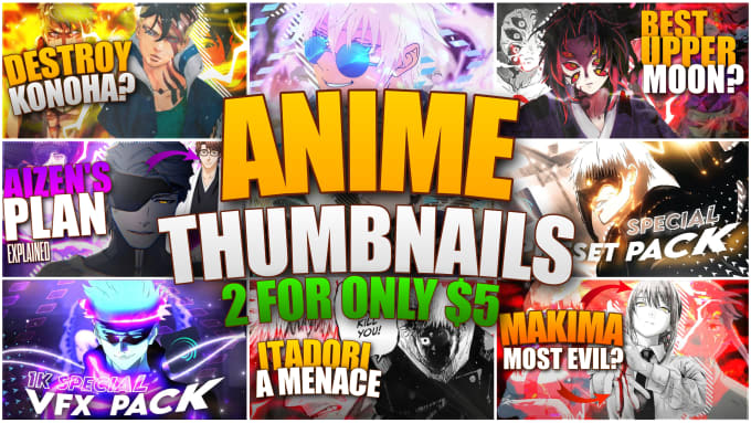 Gig Preview - Make clickbait anime and gaming thumbnails for yt and twitch