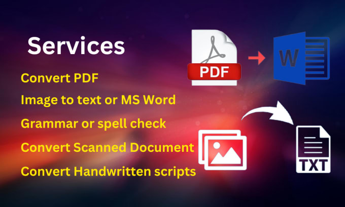 Gig Preview - Convert pdf to word, image to text or word