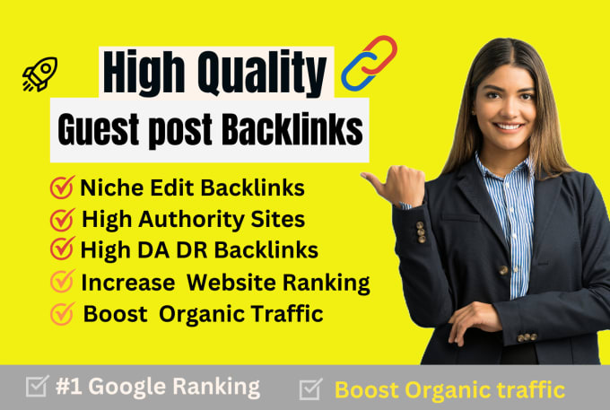 Gig Preview - Seo dofollow backlinks guest posting service on high authority websites