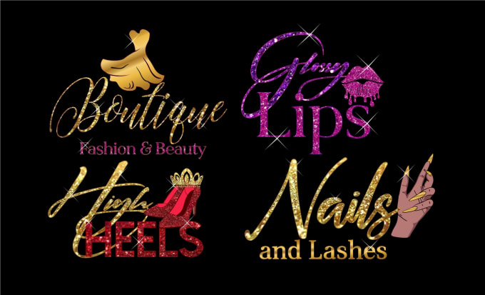 Gig Preview - Do feminine glitter lips nails hair boutique eyelash cosmetics salon logo