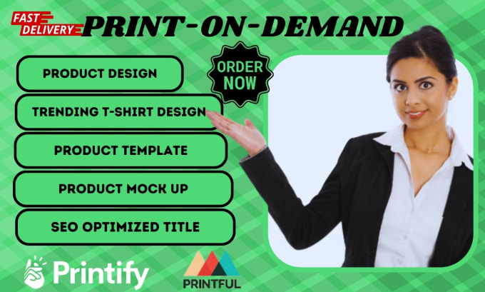 Gig Preview - Do print on demand product printful printify graphic shirt print on demand store