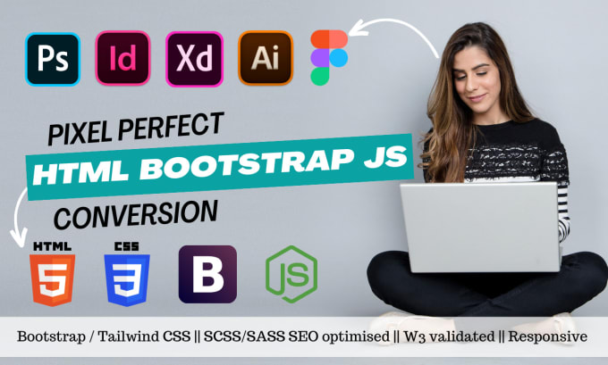 Gig Preview - Be a frontend web developer using HTML CSS bootstrap js for your websites