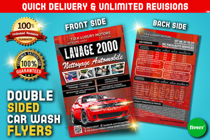 Gig Preview - Make double sided auto detailing flyer, car wash flyer