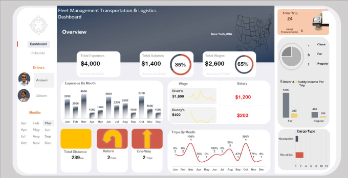 Gig Preview - Make fleet management,transportation and logistics dashboard