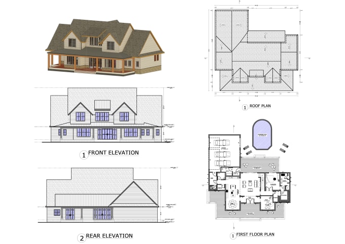 Gig Preview - Draw, redraw 2d floor elevation architectural blueprints autocad for home permit