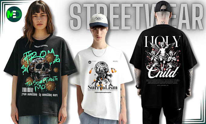 Gig Preview - Do streetwear clothing design for your t shirt or sweater , clothing brand logo