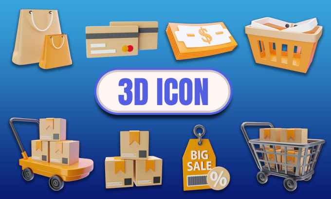 Gig Preview - Create custome 3d icons or 3d illustrations for website