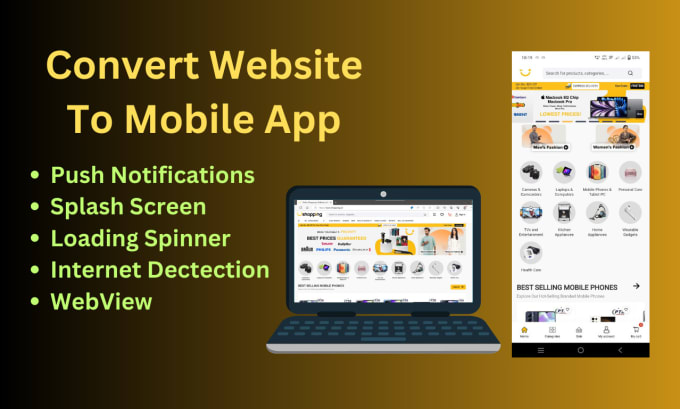 Gig Preview - Convert your website into android and ios app using webview