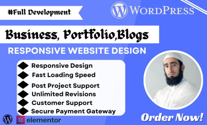 Gig Preview - Build business website, personal portfolio website, blogs wordpress design