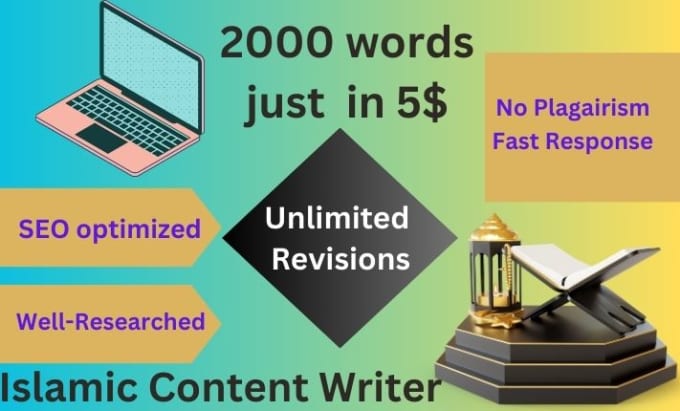 Gig Preview - Write islamic content, SEO optimized articles and blogs