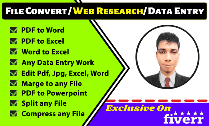 Gig Preview - Convert image, scan page and PDF to word or excel and any file convert