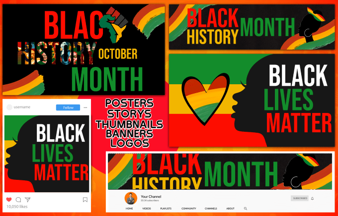 Gig Preview - Design black history month poster, banner, and thumbnails