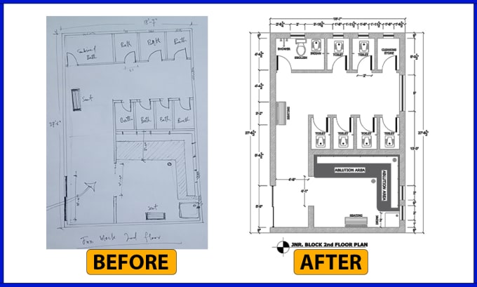 Gig Preview - Convert pdf, blueprint sketch, jpg to autocad dwg