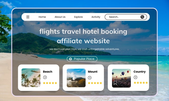 Gig Preview - Create unique flights travel hotel booking affiliate website