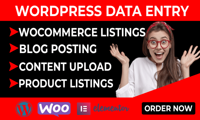 Gig Preview - Do 100 wordpress data entry and woocommerce product