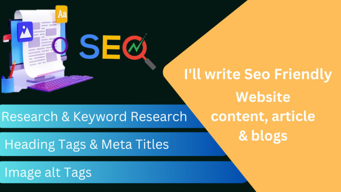 Gig Preview - Write SEO friendly website content, articles and blog posts