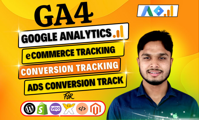 Gig Preview - Setup ga4 ecommerce tracking conversion tracking google analytics 4 goal via GTM