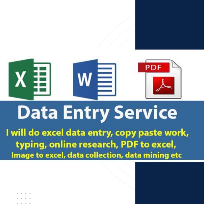 Gig Preview - Do data entry, copy paste, excel data entry, pdf to excel