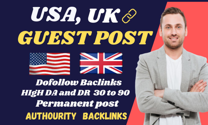 Gig Preview - Do USA guest post UK guest post with dofollow SEO backlinks