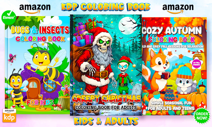 Gig Preview - Do kids or adult coloring book with custom book design for amazon KDP and etsy