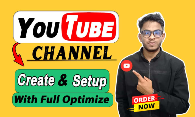 Gig Preview - Create and setup professional b youtube channel with logo, banner creation