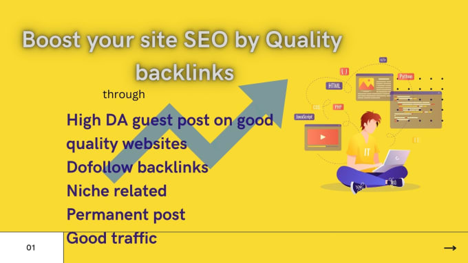 Gig Preview - Boost your site seo by quality backlinks and high da guest posts