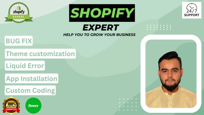 Gig Preview - Be your shopify expert developer bug fix and shopify custom coding expert