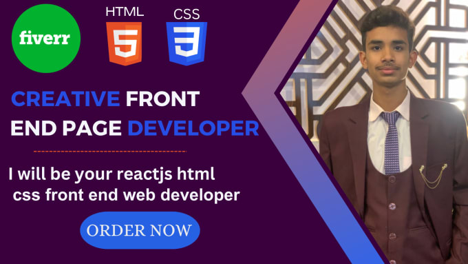 Gig Preview - Be your reactjs html css front end web developer