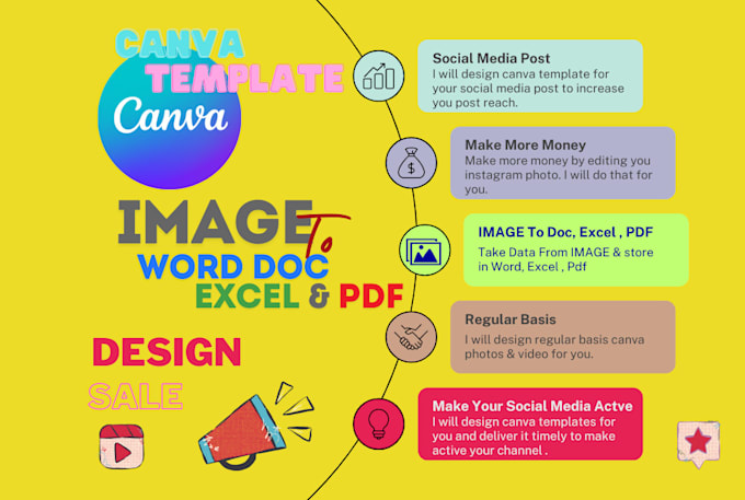 Gig Preview - Design pro canva template for social media content and convert pdf, img to word